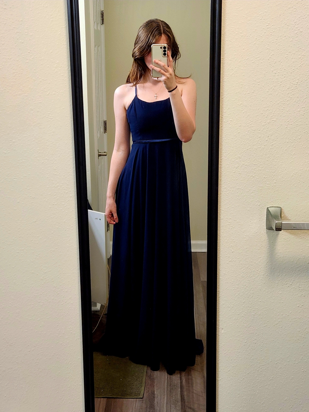 Lulu's Navy Maxi Dress with Spaghetti Straps